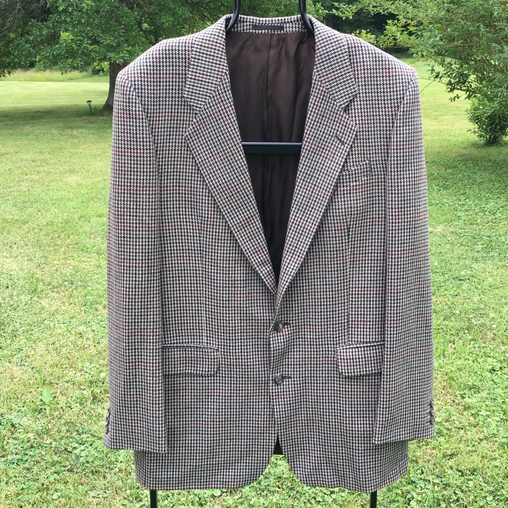 St. Michael UK 42 Long Wool Plaid Fall Suit Jacket